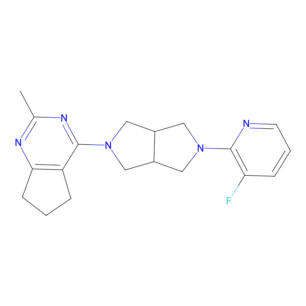 3-fluoro-2-(5-{2-methyl-5H,6H,7H-cyclopenta[d]pyrimidin-4-yl}-octahydropyrrolo[3,4-c]pyrrol-2-yl)pyridine molecular structure, CAS 2741925-41-5