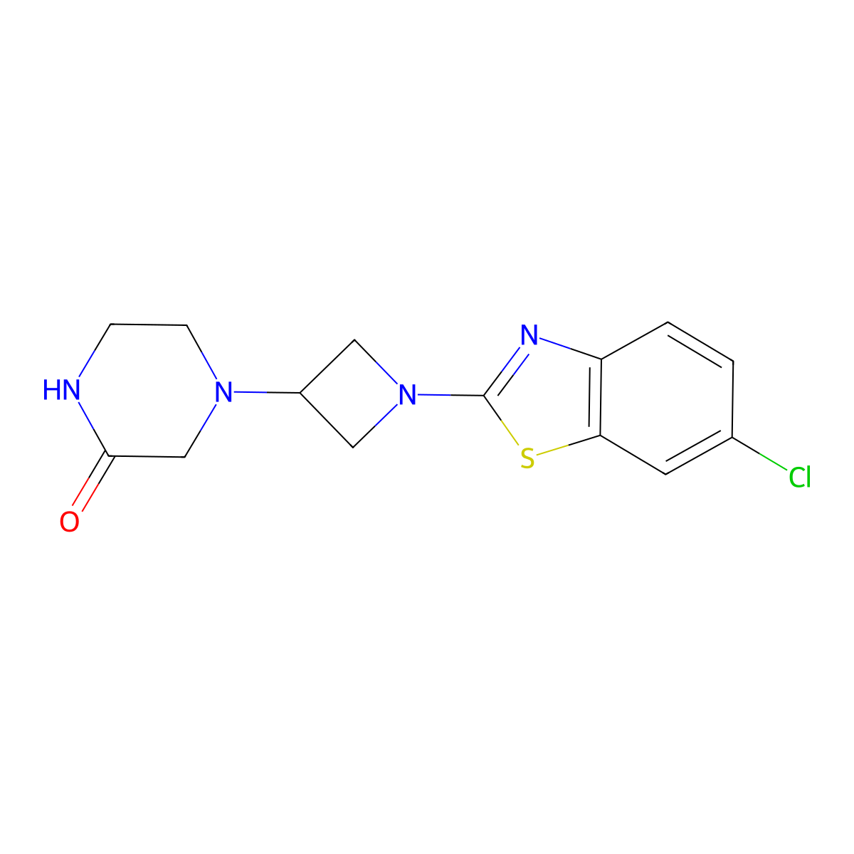 4-[1-(6-Chloro-1,3-benzothiazol-2-yl)azetidin-3-yl]piperazin-2-one molecular structure, CAS 2741925-53-9