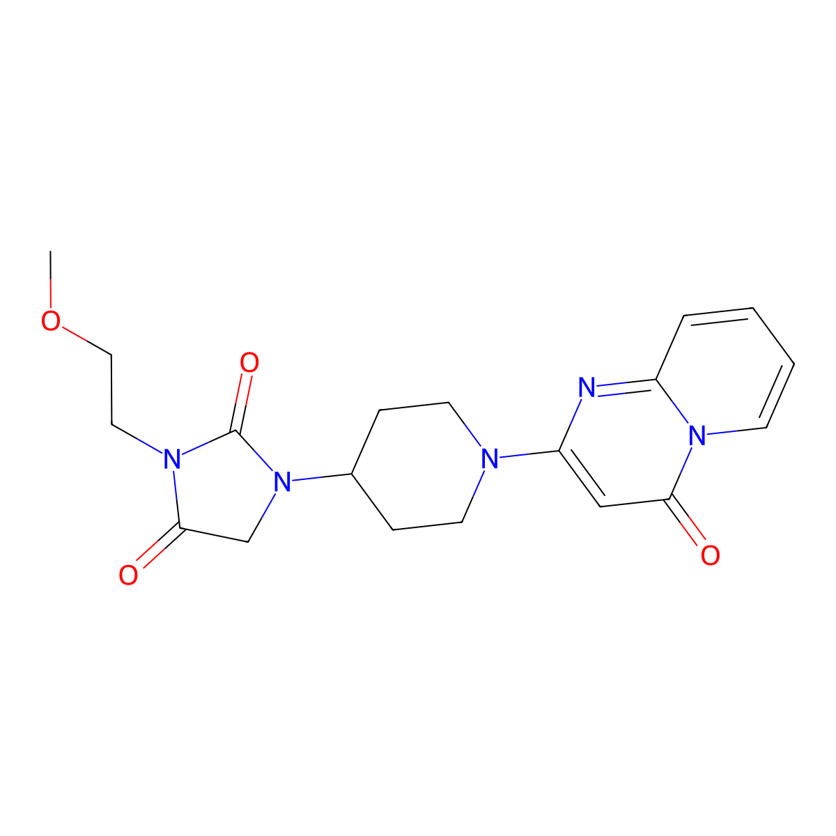 3-(2-methoxyethyl)-1-(1-{4-oxo-4H-pyrido[1,2-a]pyrimidin-2-yl}piperidin-4-yl)imidazolidine-2,4-dione molecular structure, CAS 2741925-55-1