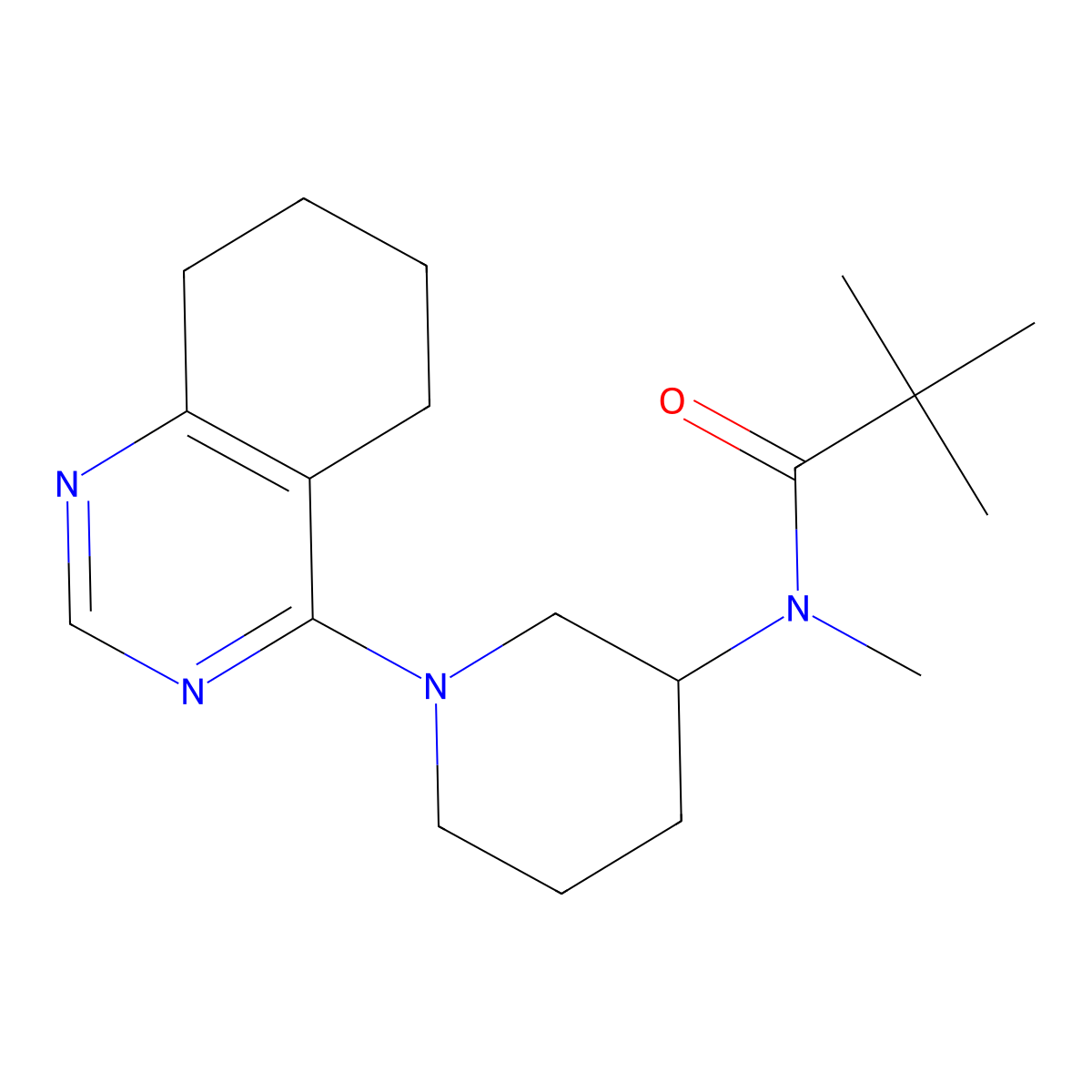 N,2,2-trimethyl-N-[1-(5,6,7,8-tetrahydroquinazolin-4-yl)piperidin-3-yl]propanamide molecular structure, CAS 2741925-58-4
