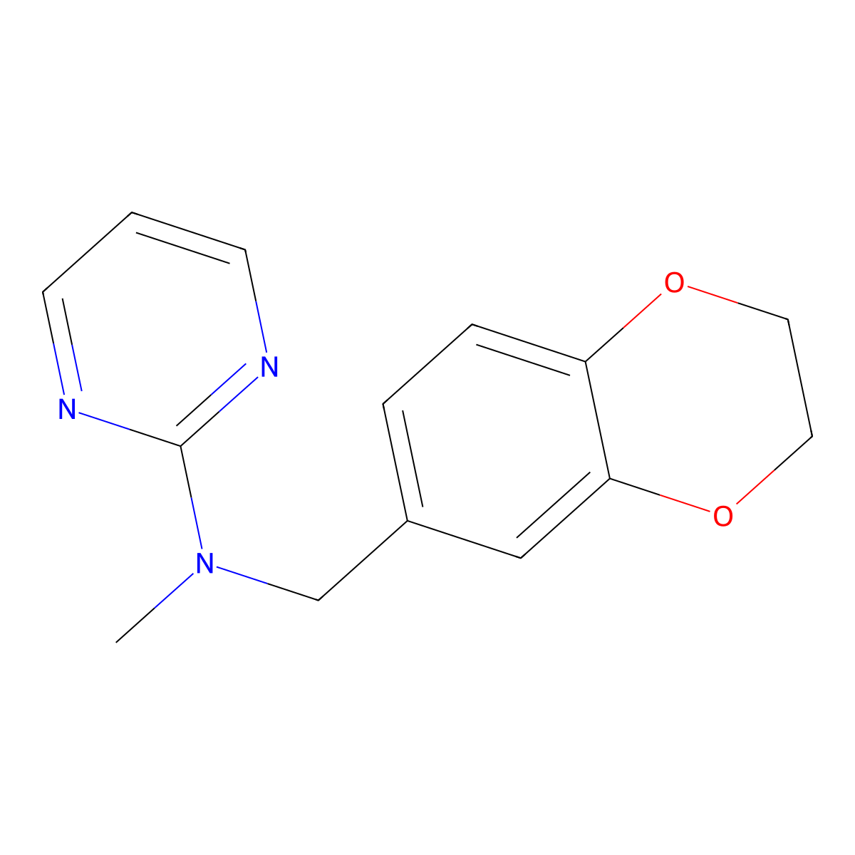 N-[(2,3-dihydro-1,4-benzodioxin-6-yl)methyl]-N-methylpyrimidin-2-amine molecular structure, CAS 2741925-66-4