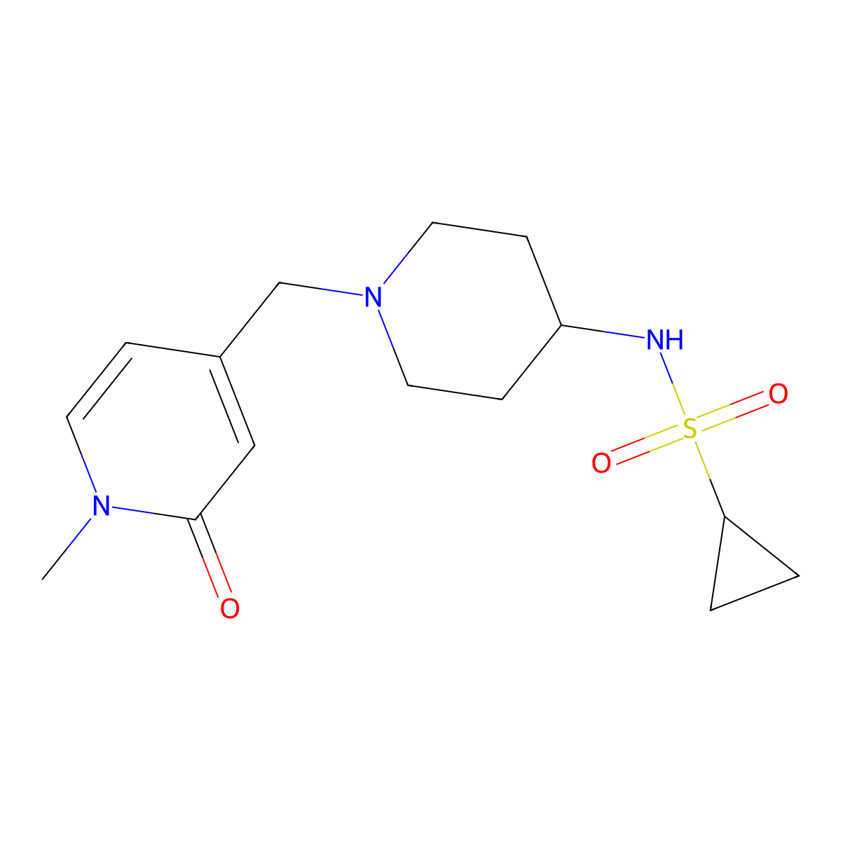 N-{1-[(1-methyl-2-oxo-1,2-dihydropyridin-4-yl)methyl]piperidin-4-yl}cyclopropanesulfonamide molecular structure, CAS 2741925-67-5