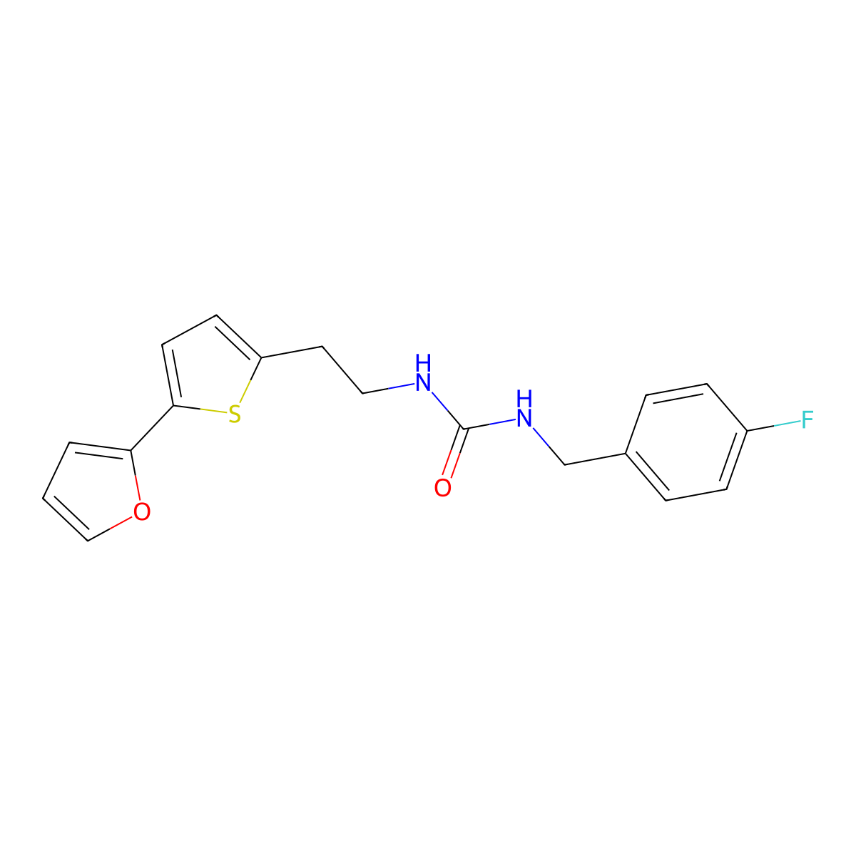 1-[(4-Fluorophenyl)methyl]-3-{2-[5-(furan-2-yl)thiophen-2-yl]ethyl}urea molecular structure, CAS 2741925-69-7