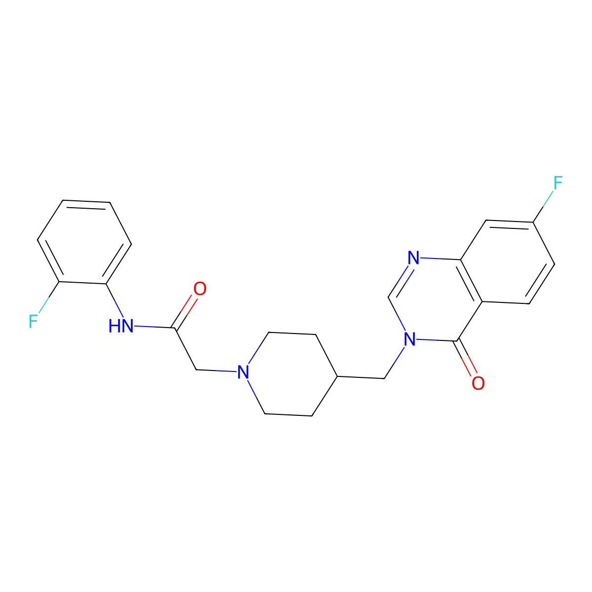 2-{4-[(7-fluoro-4-oxo-3,4-dihydroquinazolin-3-yl)methyl]piperidin-1-yl}-N-(2-fluorophenyl)acetamide molecular structure, CAS 2741925-72-2