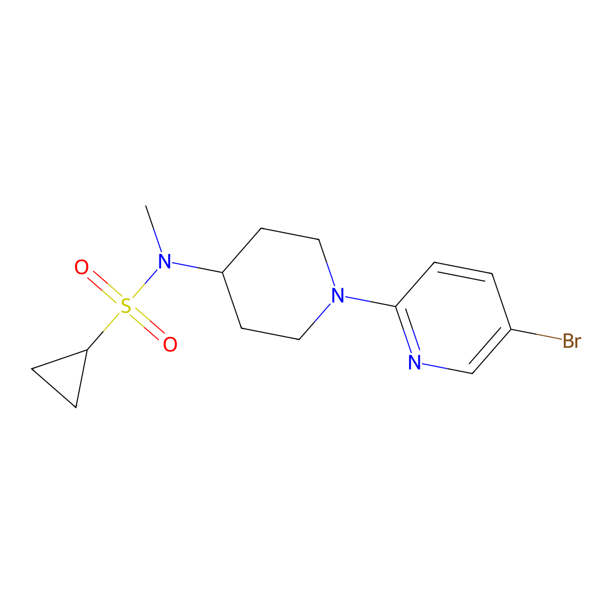 N-[1-(5-bromopyridin-2-yl)piperidin-4-yl]-N-methylcyclopropanesulfonamide molecular structure, CAS 2741925-76-6