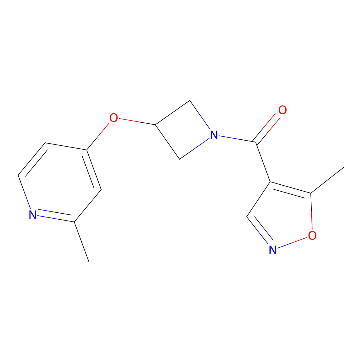 2-Methyl-4-{[1-(5-methyl-1,2-oxazole-4-carbonyl)azetidin-3-yl]oxy}pyridine molecular structure, CAS 2741925-79-9
