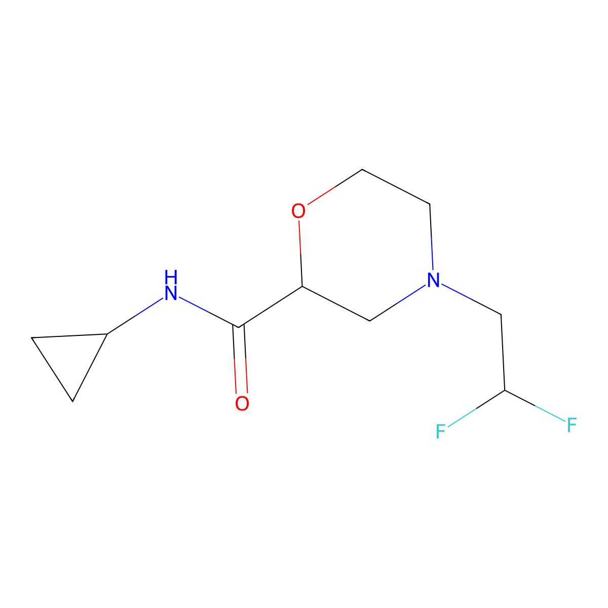 N-cyclopropyl-4-(2,2-difluoroethyl)morpholine-2-carboxamide molecular structure, CAS 2741925-81-3