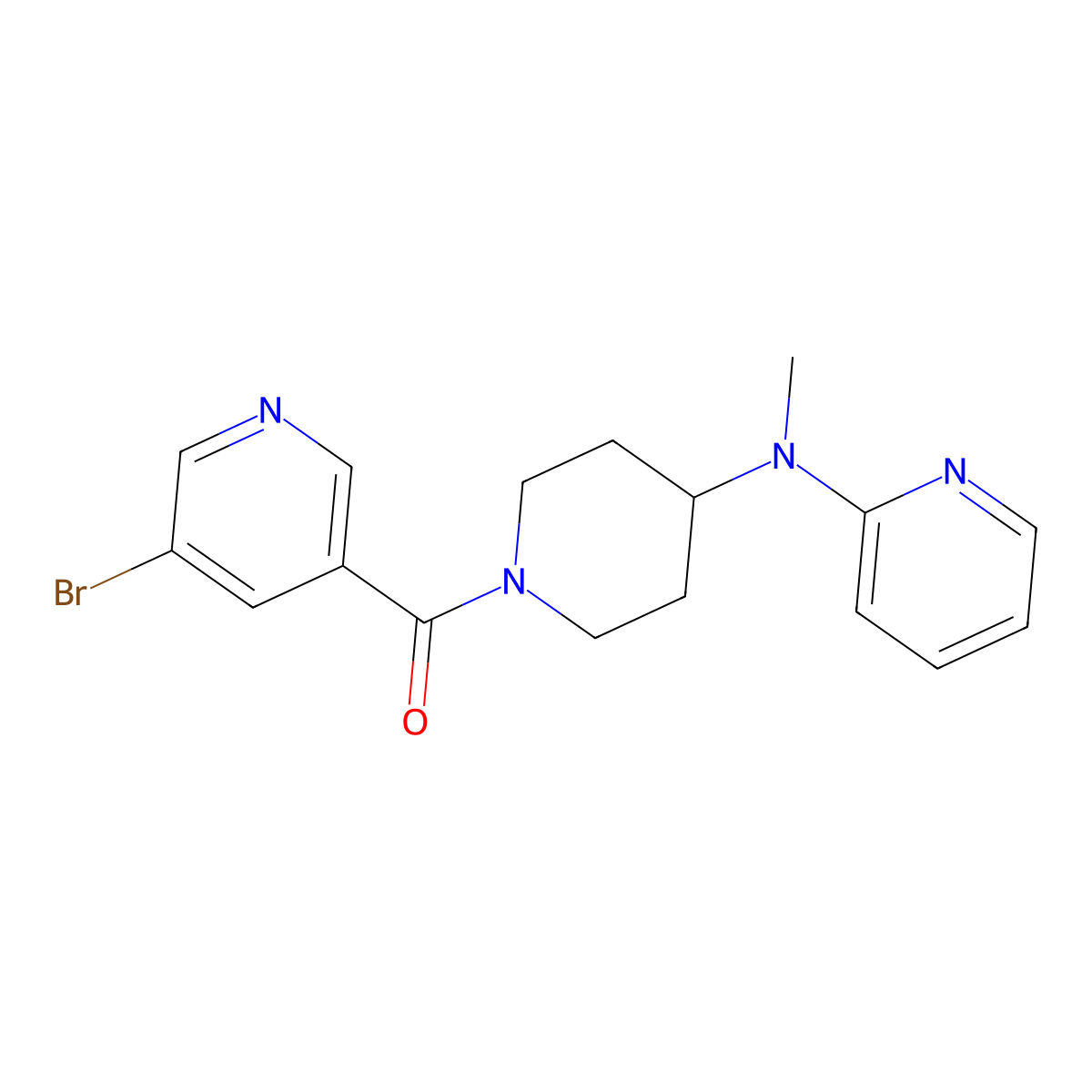 N-[1-(5-bromopyridine-3-carbonyl)piperidin-4-yl]-N-methylpyridin-2-amine molecular structure, CAS 2741925-86-8