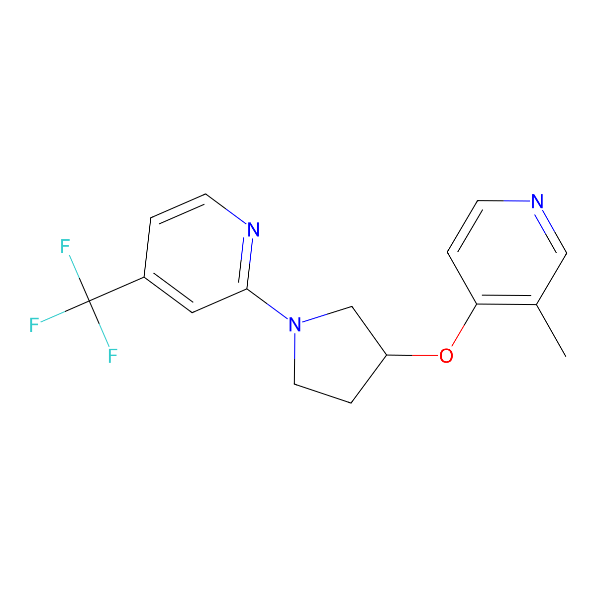 2-{3-[(3-Methylpyridin-4-yl)oxy]pyrrolidin-1-yl}-4-(trifluoromethyl)pyridine molecular structure, CAS 2741925-89-1