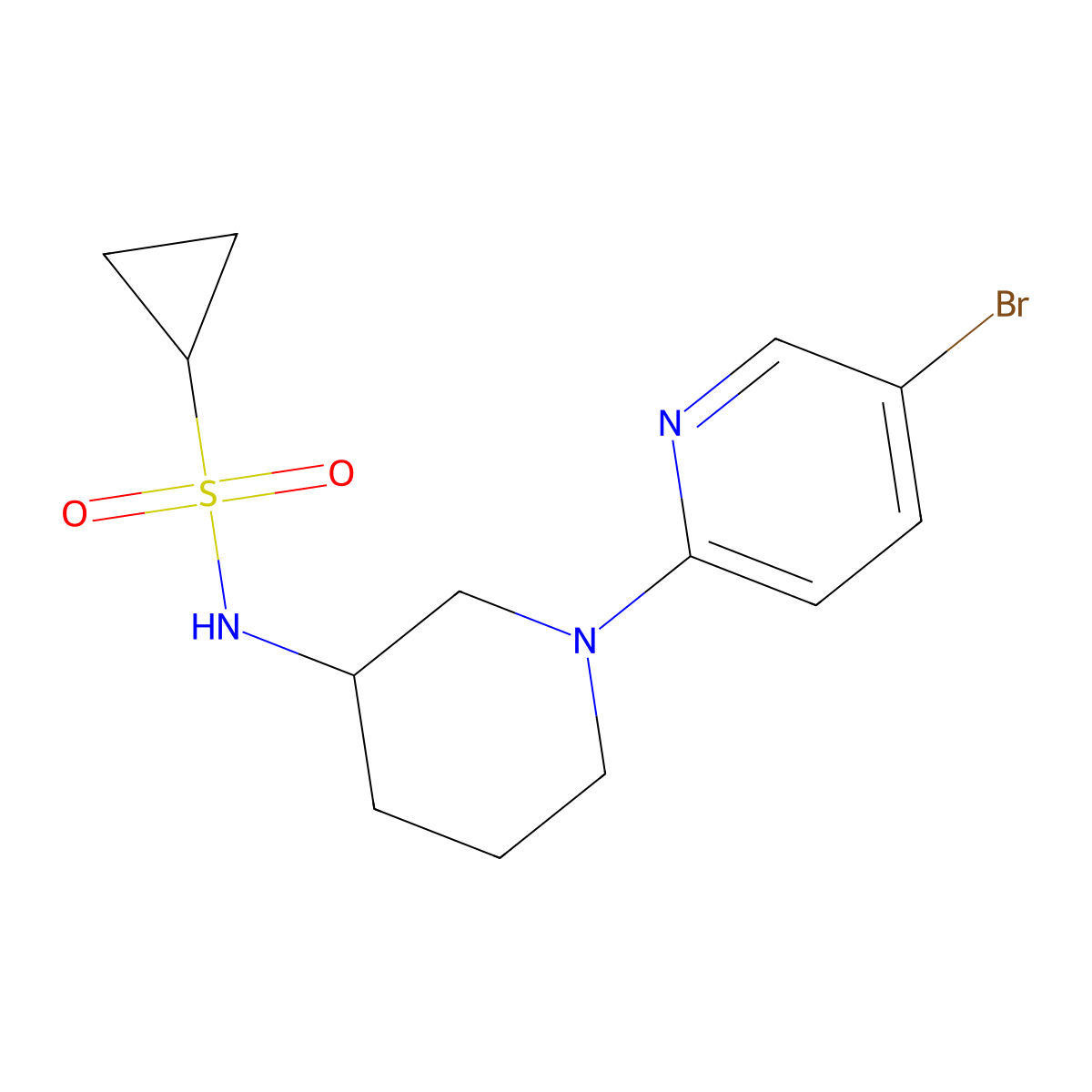 N-[1-(5-bromopyridin-2-yl)piperidin-3-yl]cyclopropanesulfonamide molecular structure, CAS 2741925-90-4