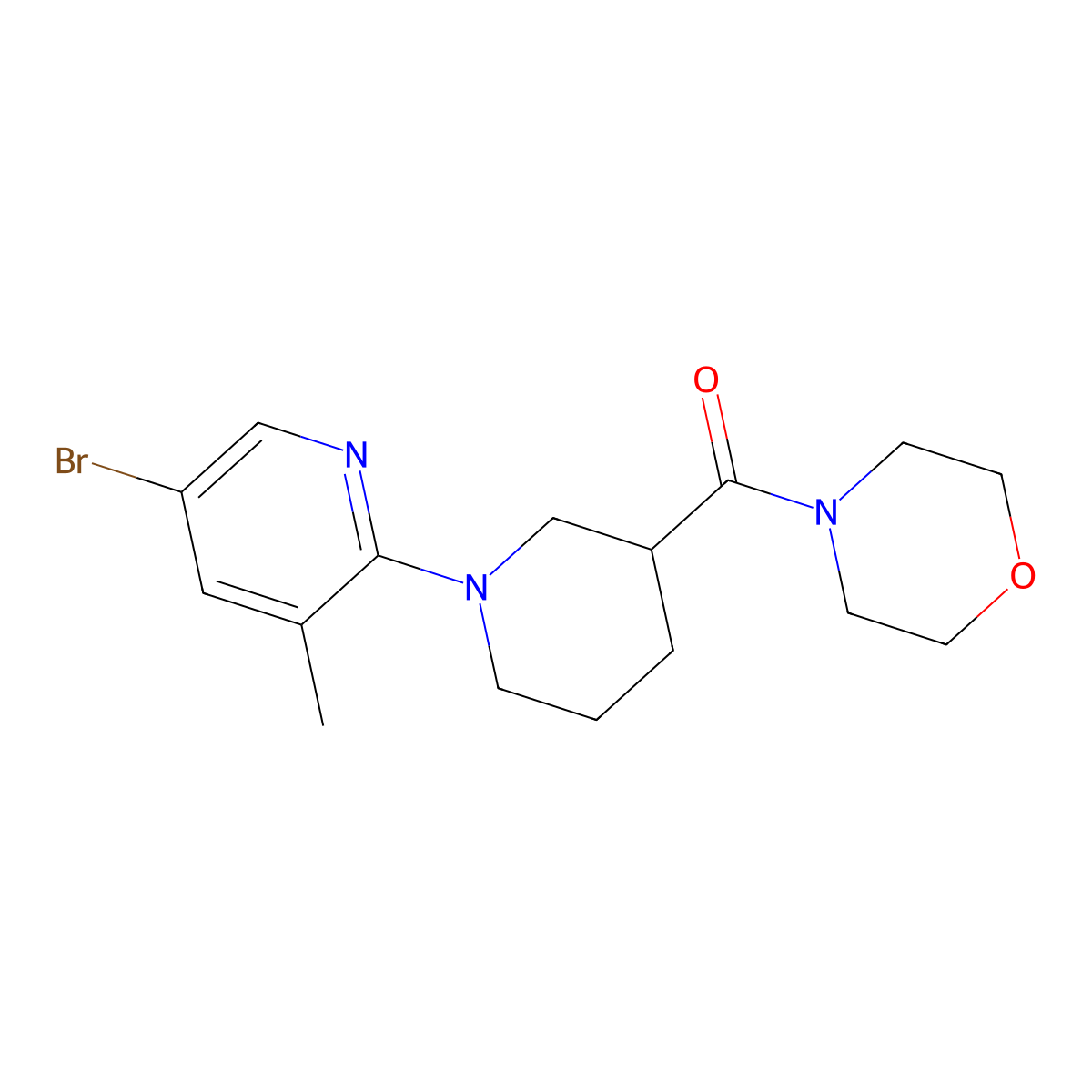 4-[1-(5-Bromo-3-methylpyridin-2-yl)piperidine-3-carbonyl]morpholine molecular structure, CAS 2741925-92-6