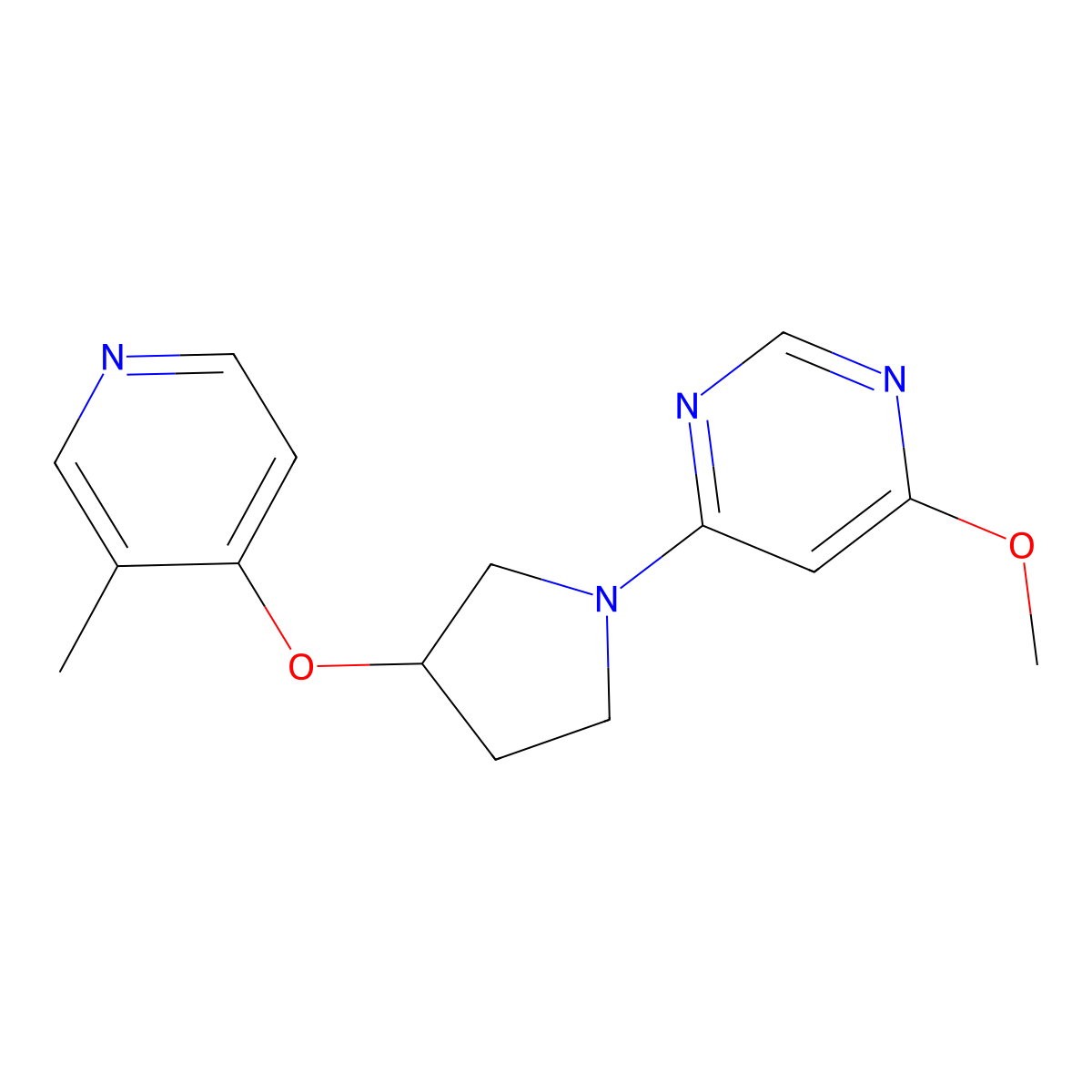 4-Methoxy-6-{3-[(3-methylpyridin-4-yl)oxy]pyrrolidin-1-yl}pyrimidine molecular structure, CAS 2741925-94-8