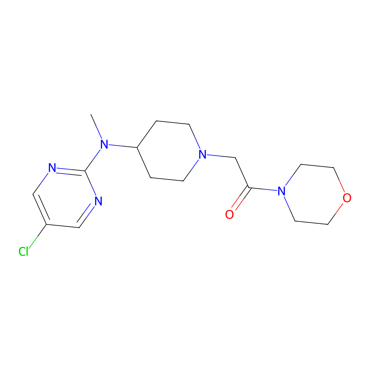 2-{4-[(5-Chloropyrimidin-2-yl)(methyl)amino]piperidin-1-yl}-1-(morpholin-4-yl)ethan-1-one molecular structure, CAS 2741925-95-9