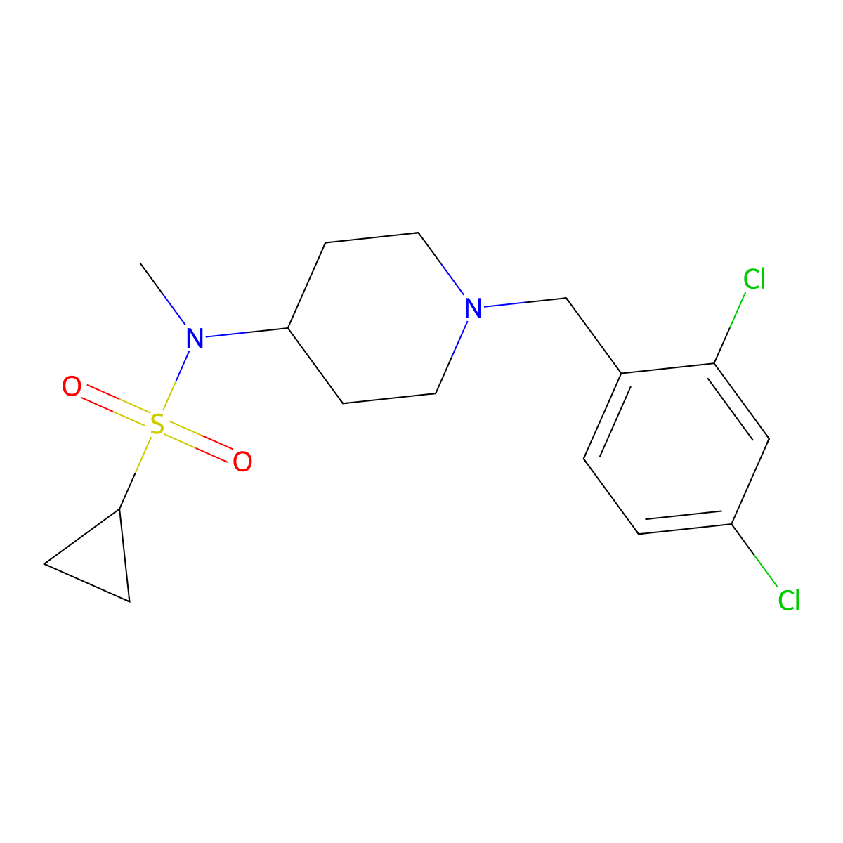 N-{1-[(2,4-dichlorophenyl)methyl]piperidin-4-yl}-N-methylcyclopropanesulfonamide molecular structure, CAS 2741926-00-9