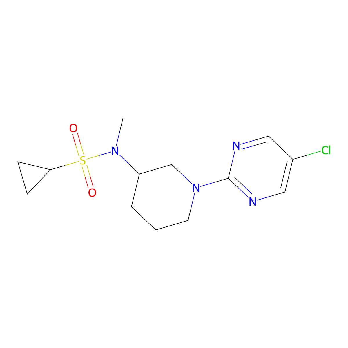 N-[1-(5-chloropyrimidin-2-yl)piperidin-3-yl]-N-methylcyclopropanesulfonamide molecular structure, CAS 2741926-02-1