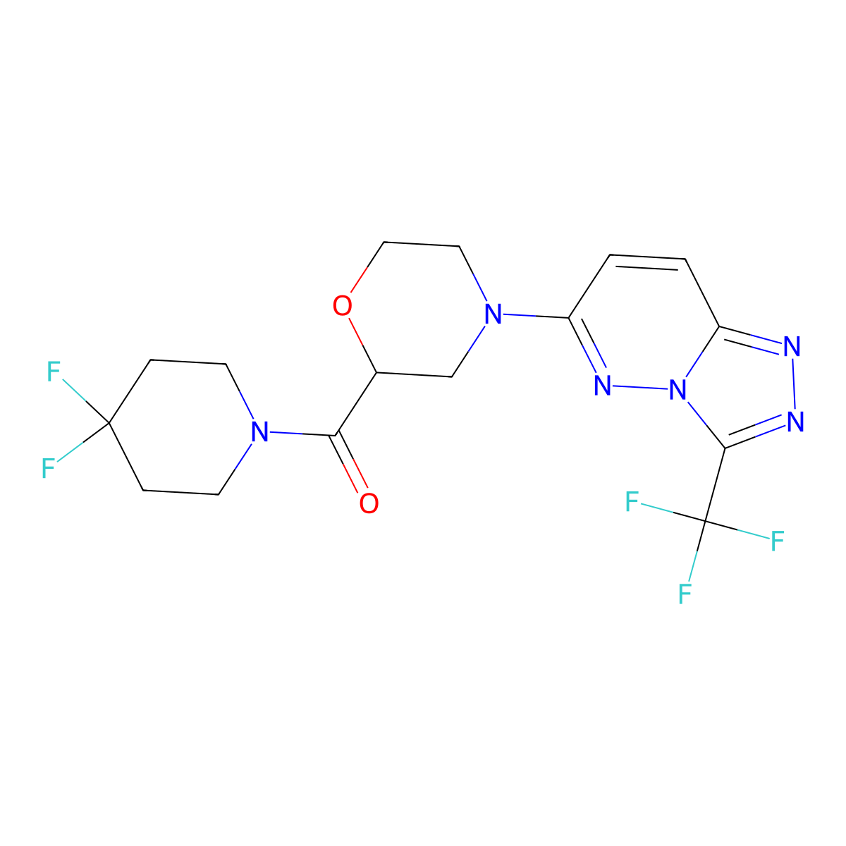 2-(4,4-Difluoropiperidine-1-carbonyl)-4-[3-(trifluoromethyl)-[1,2,4]triazolo[4,3-b]pyridazin-6-yl]morpholine molecular structure, CAS 2741926-03-2