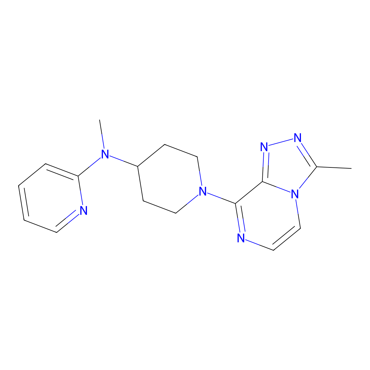 N-methyl-N-(1-{3-methyl-[1,2,4]triazolo[4,3-a]pyrazin-8-yl}piperidin-4-yl)pyridin-2-amine molecular structure, CAS 2741926-08-7