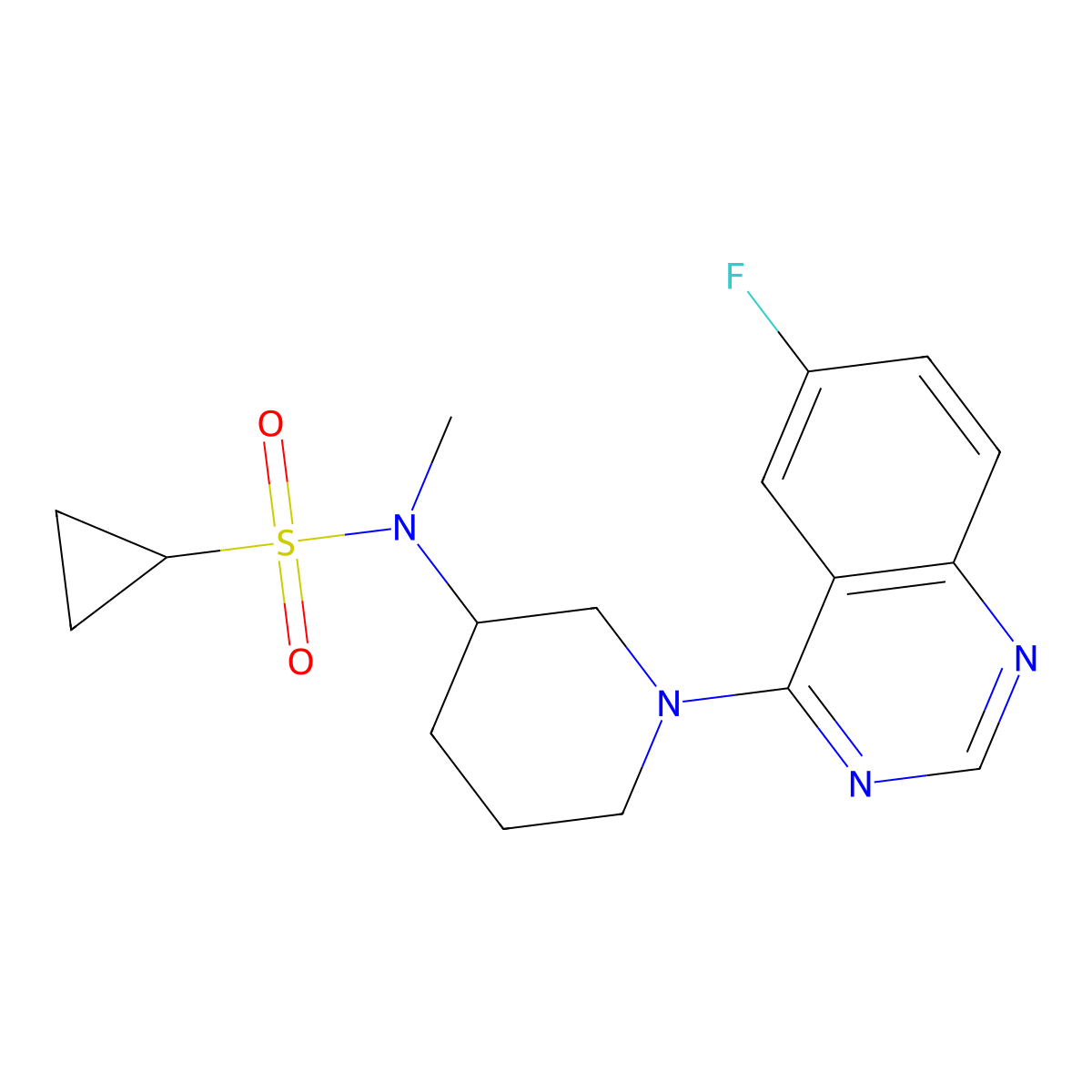 N-[1-(6-fluoroquinazolin-4-yl)piperidin-3-yl]-N-methylcyclopropanesulfonamide molecular structure, CAS 2741926-09-8