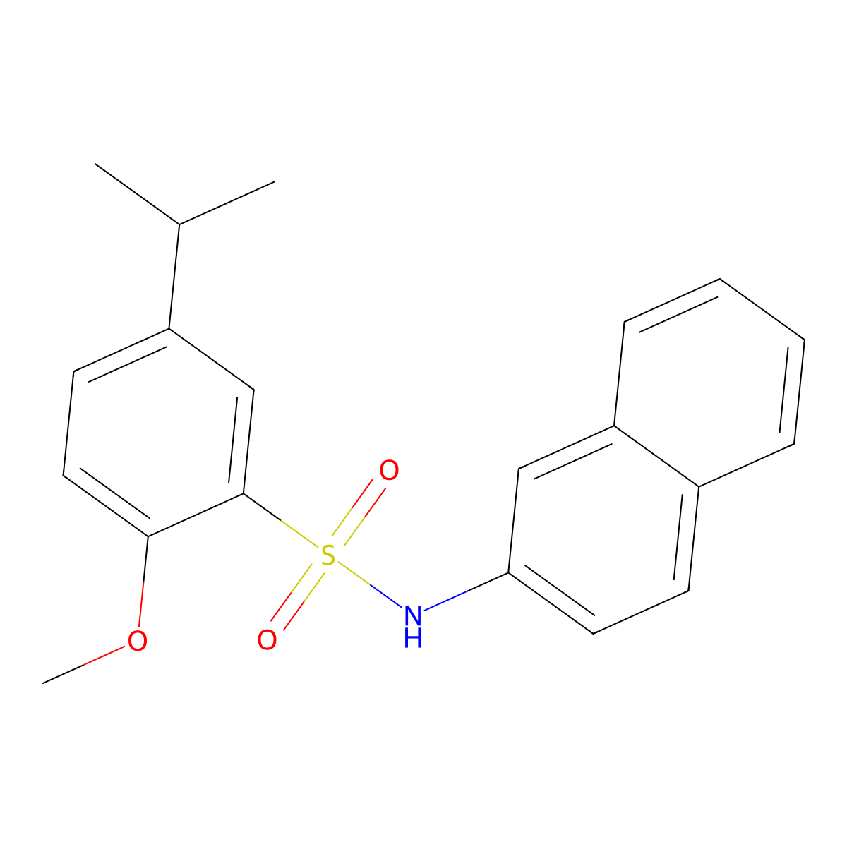 2-methoxy-N-(naphthalen-2-yl)-5-(propan-2-yl)benzene-1-sulfonamide molecular structure, CAS 2741926-23-6