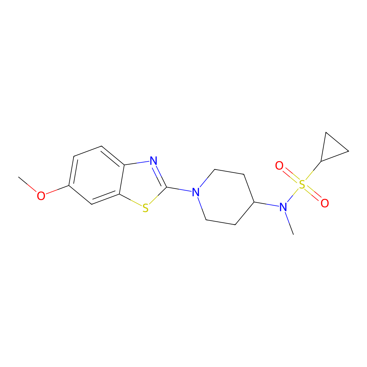 N-[1-(6-methoxy-1,3-benzothiazol-2-yl)piperidin-4-yl]-N-methylcyclopropanesulfonamide molecular structure, CAS 2741926-33-8