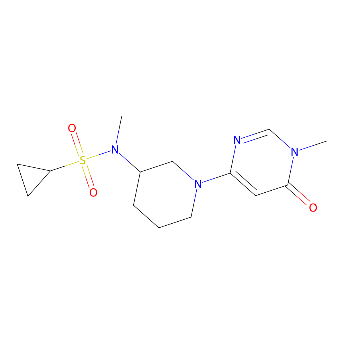 N-methyl-N-[1-(1-methyl-6-oxo-1,6-dihydropyrimidin-4-yl)piperidin-3-yl]cyclopropanesulfonamide molecular structure, CAS 2741926-34-9