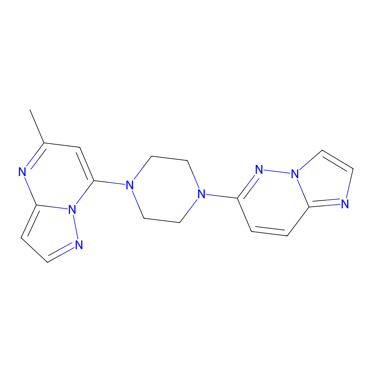 1-{Imidazo[1,2-b]pyridazin-6-yl}-4-{5-methylpyrazolo[1,5-a]pyrimidin-7-yl}piperazine molecular structure, CAS 2741926-35-0