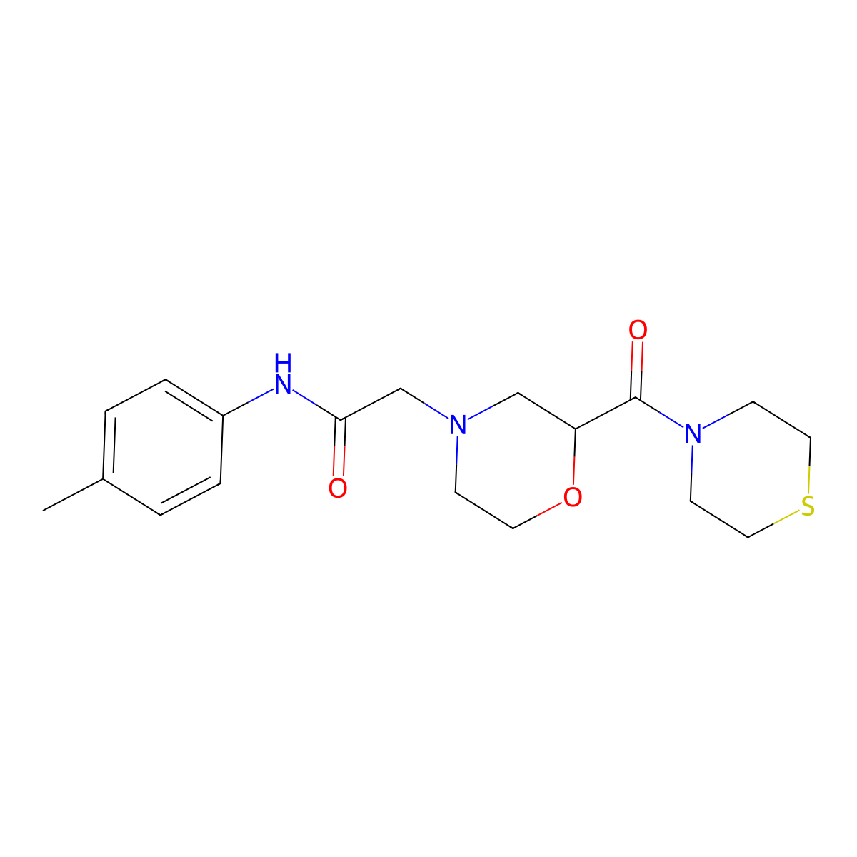 N-(4-methylphenyl)-2-[2-(thiomorpholine-4-carbonyl)morpholin-4-yl]acetamide molecular structure, CAS 2741926-36-1