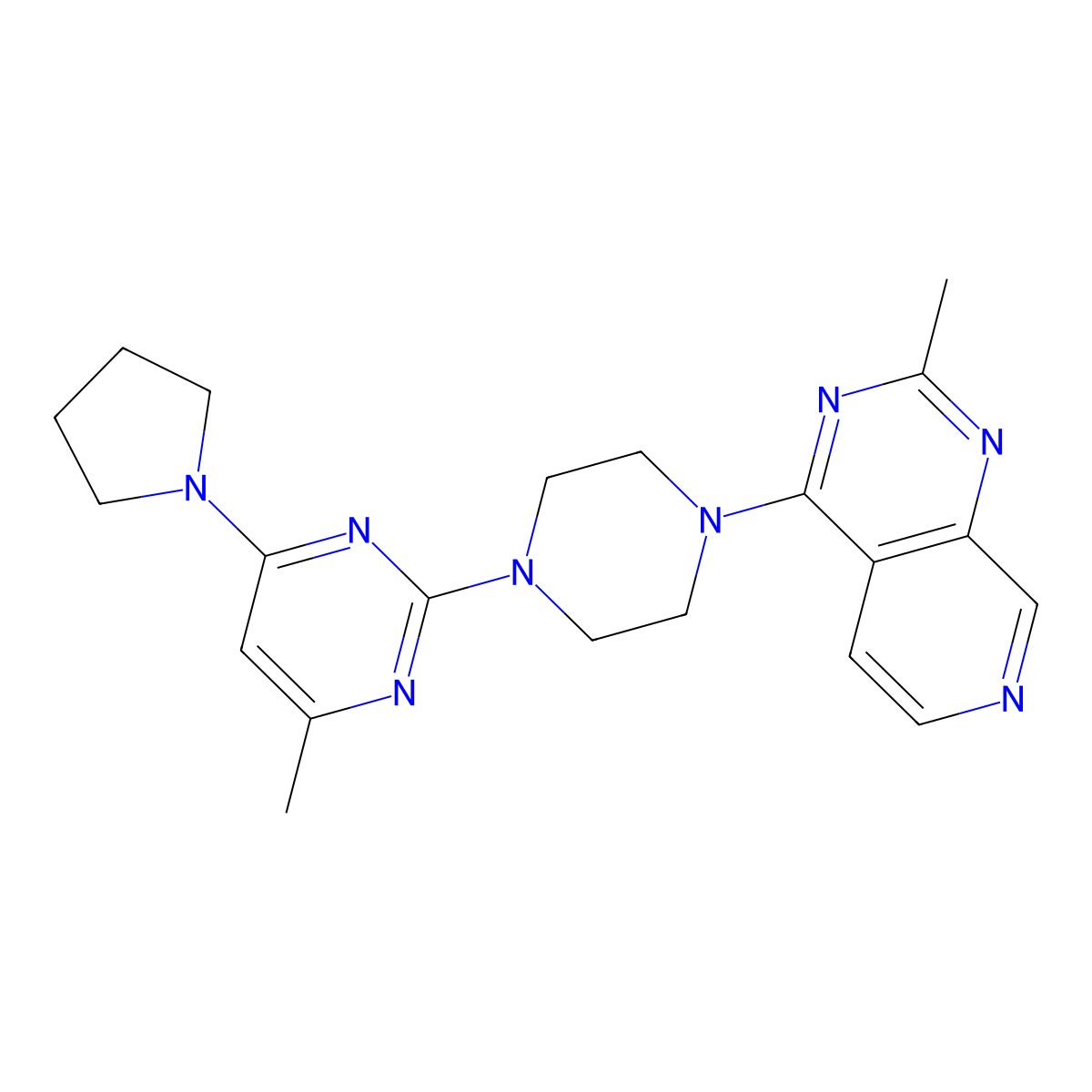 4-Methyl-2-(4-{2-methylpyrido[3,4-d]pyrimidin-4-yl}piperazin-1-yl)-6-(pyrrolidin-1-yl)pyrimidine molecular structure, CAS 2741926-38-3