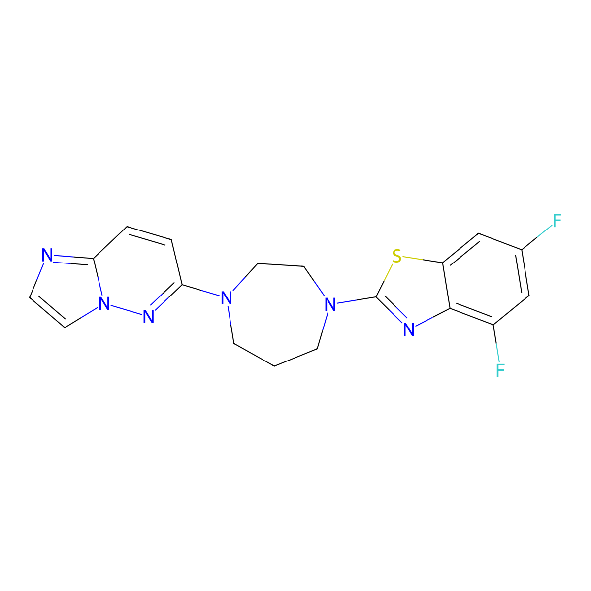 4,6-Difluoro-2-(4-{imidazo[1,2-b]pyridazin-6-yl}-1,4-diazepan-1-yl)-1,3-benzothiazole molecular structure, CAS 2741926-41-8