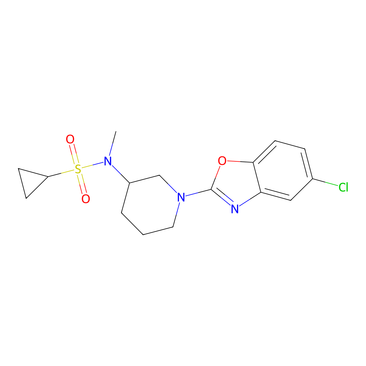 N-[1-(5-chloro-1,3-benzoxazol-2-yl)piperidin-3-yl]-N-methylcyclopropanesulfonamide molecular structure, CAS 2741926-45-2
