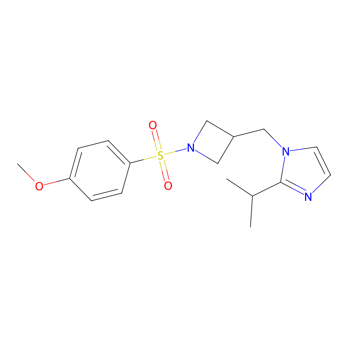 1-{[1-(4-methoxybenzenesulfonyl)azetidin-3-yl]methyl}-2-(propan-2-yl)-1H-imidazole molecular structure, CAS 2741926-48-5