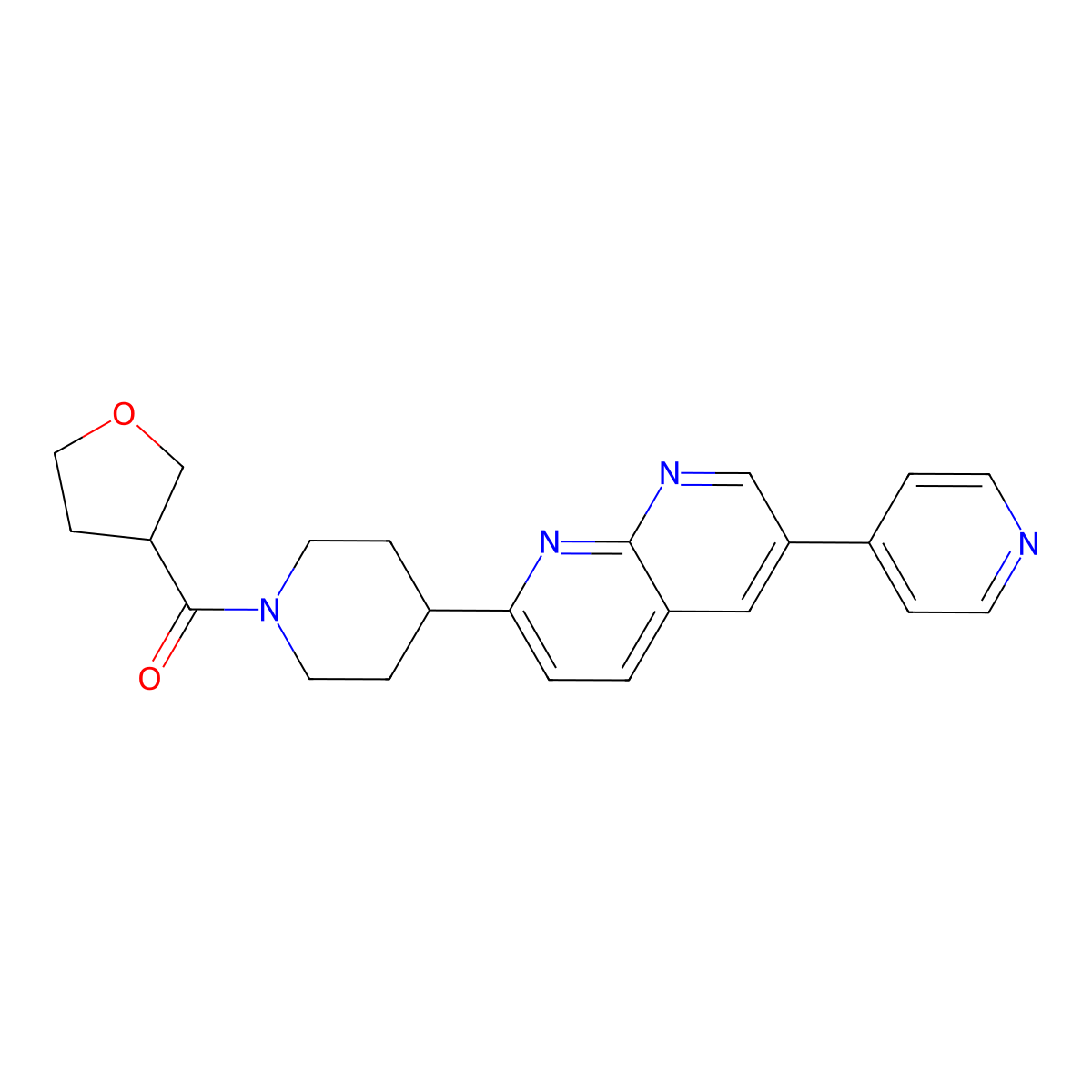 2-[1-(Oxolane-3-carbonyl)piperidin-4-yl]-6-(pyridin-4-yl)-1,8-naphthyridine molecular structure, CAS 2741926-50-9