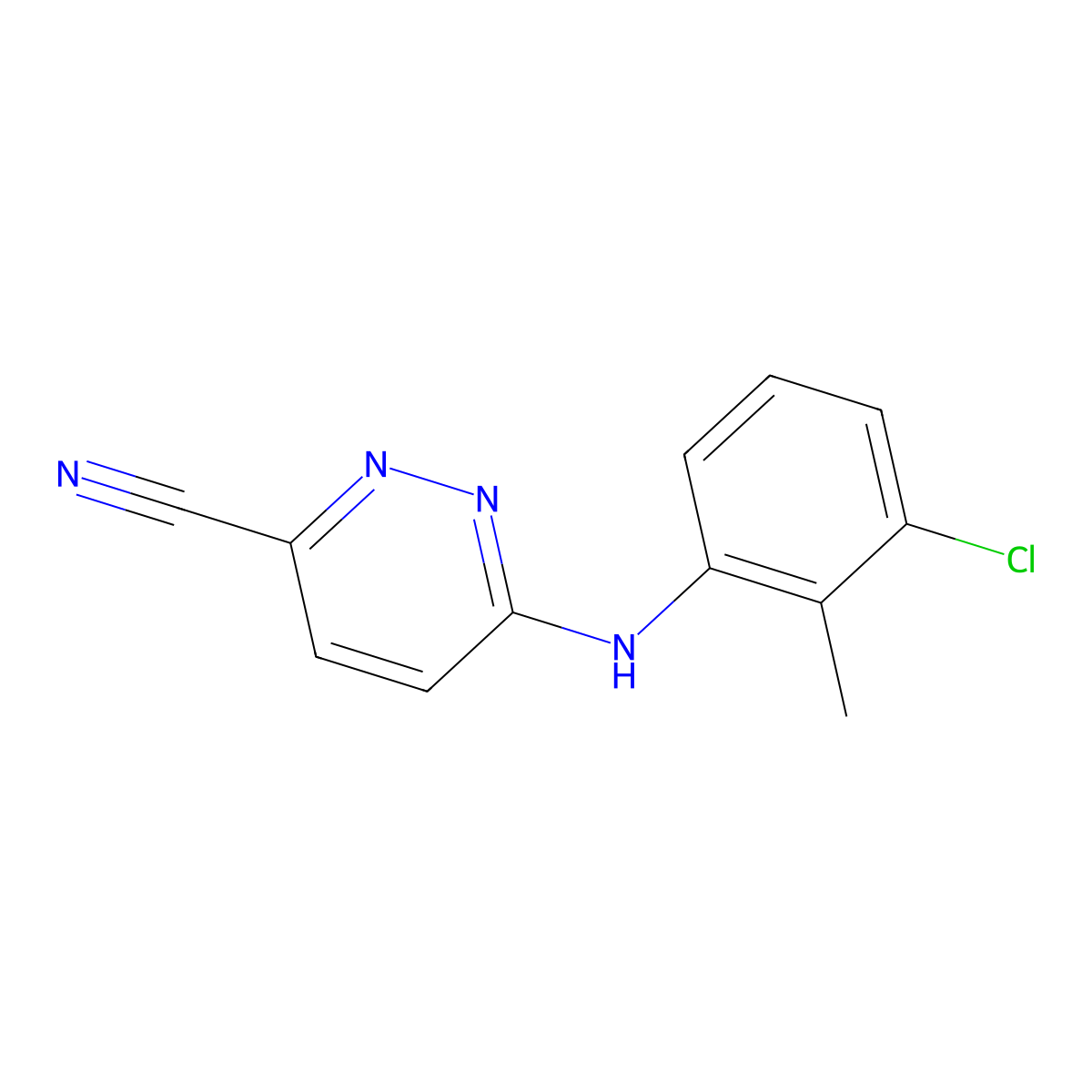 6-[(3-Chloro-2-methylphenyl)amino]pyridazine-3-carbonitrile molecular structure, CAS 2741926-53-2