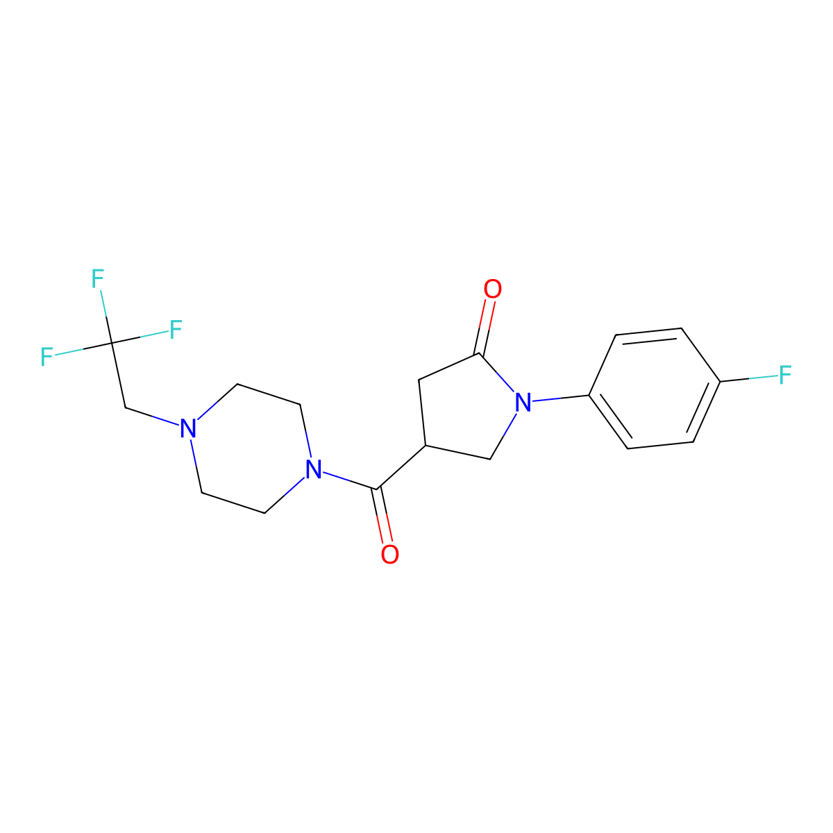 1-(4-Fluorophenyl)-4-[4-(2,2,2-trifluoroethyl)piperazine-1-carbonyl]pyrrolidin-2-one molecular structure, CAS 2741926-54-3