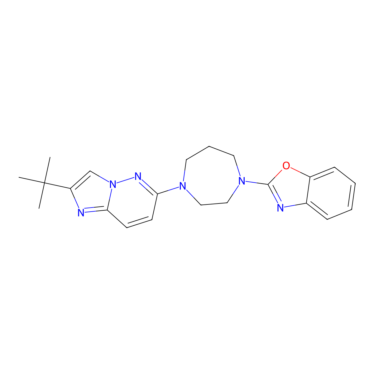 2-(4-{2-Tert-butylimidazo[1,2-b]pyridazin-6-yl}-1,4-diazepan-1-yl)-1,3-benzoxazole molecular structure, CAS 2741926-56-5