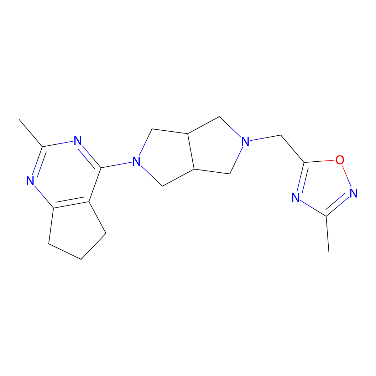 3-methyl-5-[(5-{2-methyl-5H,6H,7H-cyclopenta[d]pyrimidin-4-yl}-octahydropyrrolo[3,4-c]pyrrol-2-yl)methyl]-1,2,4-oxadiazole molecular structure, CAS 2741926-59-8