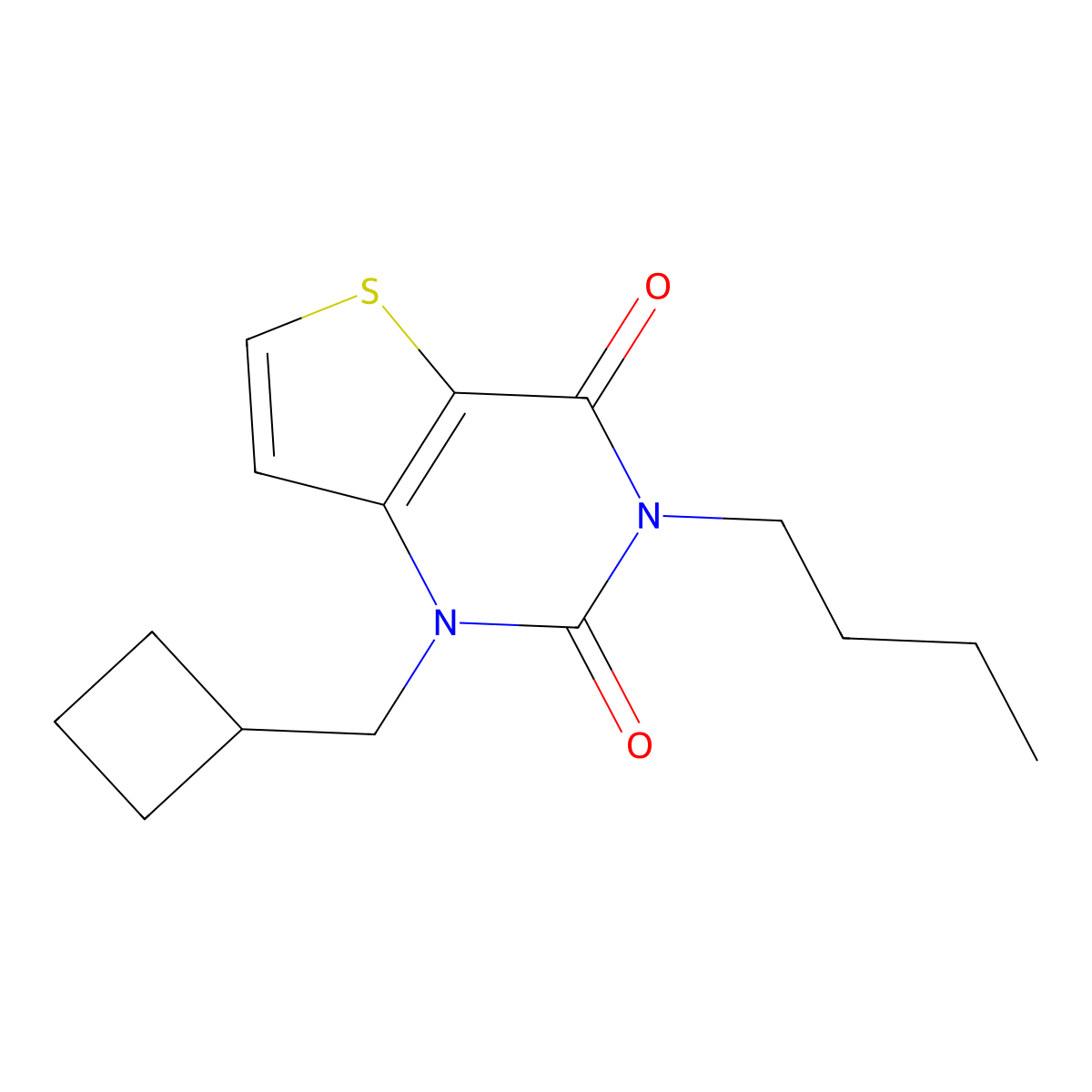 3-butyl-1-(cyclobutylmethyl)-1H,2H,3H,4H-thieno[3,2-d]pyrimidine-2,4-dione molecular structure, CAS 2741926-67-8