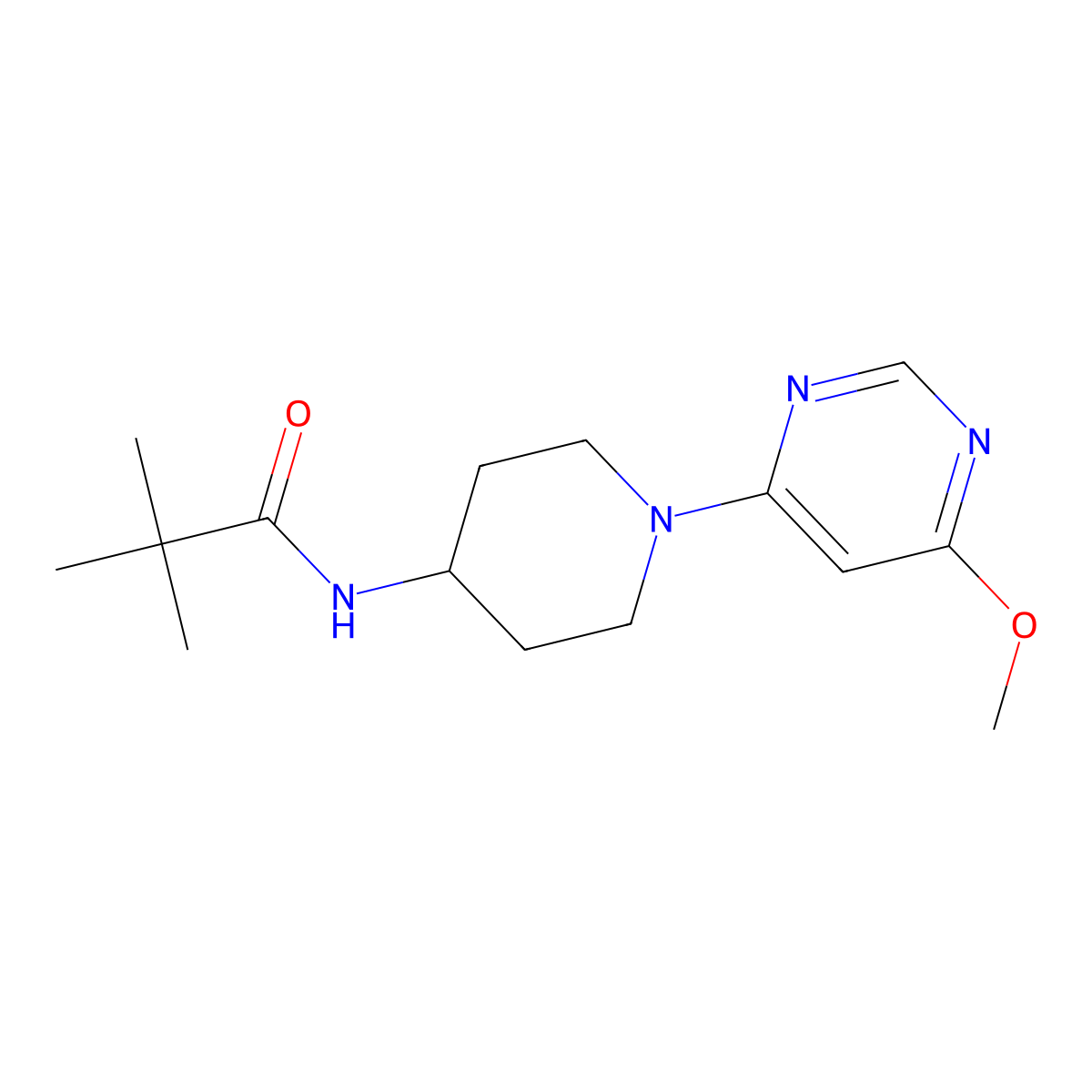 N-[1-(6-methoxypyrimidin-4-yl)piperidin-4-yl]-2,2-dimethylpropanamide molecular structure, CAS 2741926-68-9