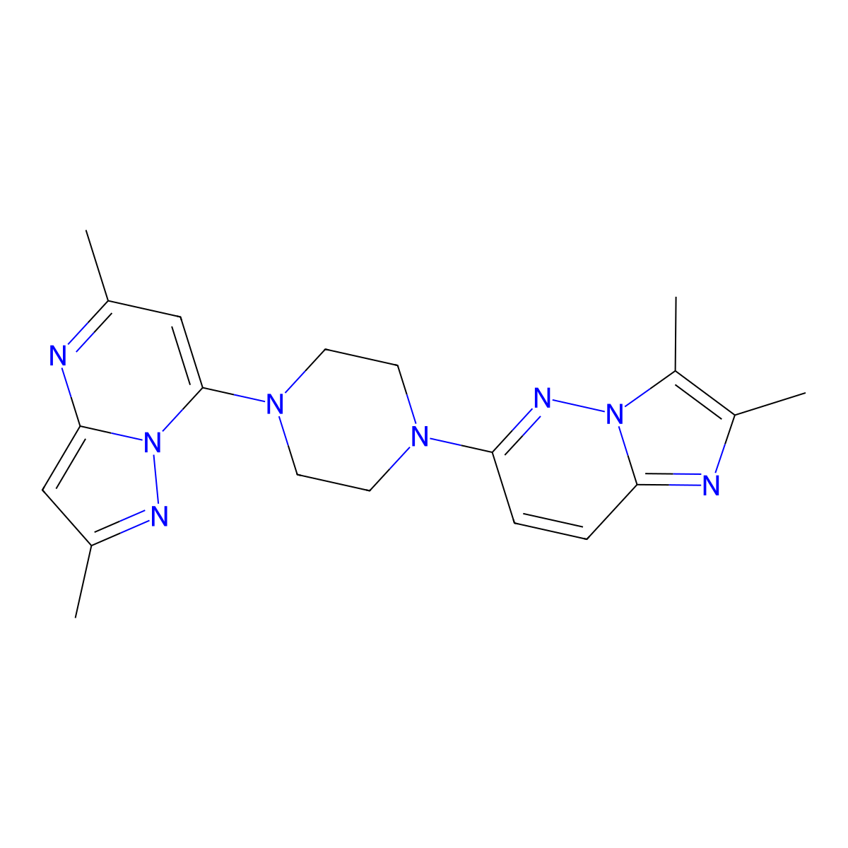 1-{2,3-Dimethylimidazo[1,2-b]pyridazin-6-yl}-4-{2,5-dimethylpyrazolo[1,5-a]pyrimidin-7-yl}piperazine molecular structure, CAS 2741926-74-7