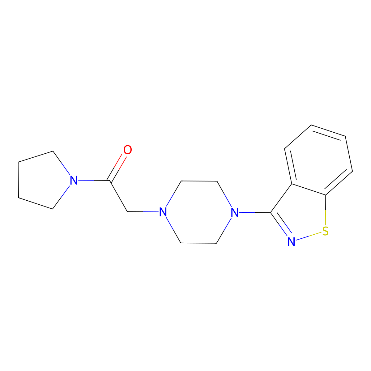 2-[4-(1,2-Benzothiazol-3-yl)piperazin-1-yl]-1-(pyrrolidin-1-yl)ethan-1-one molecular structure, CAS 2741926-75-8
