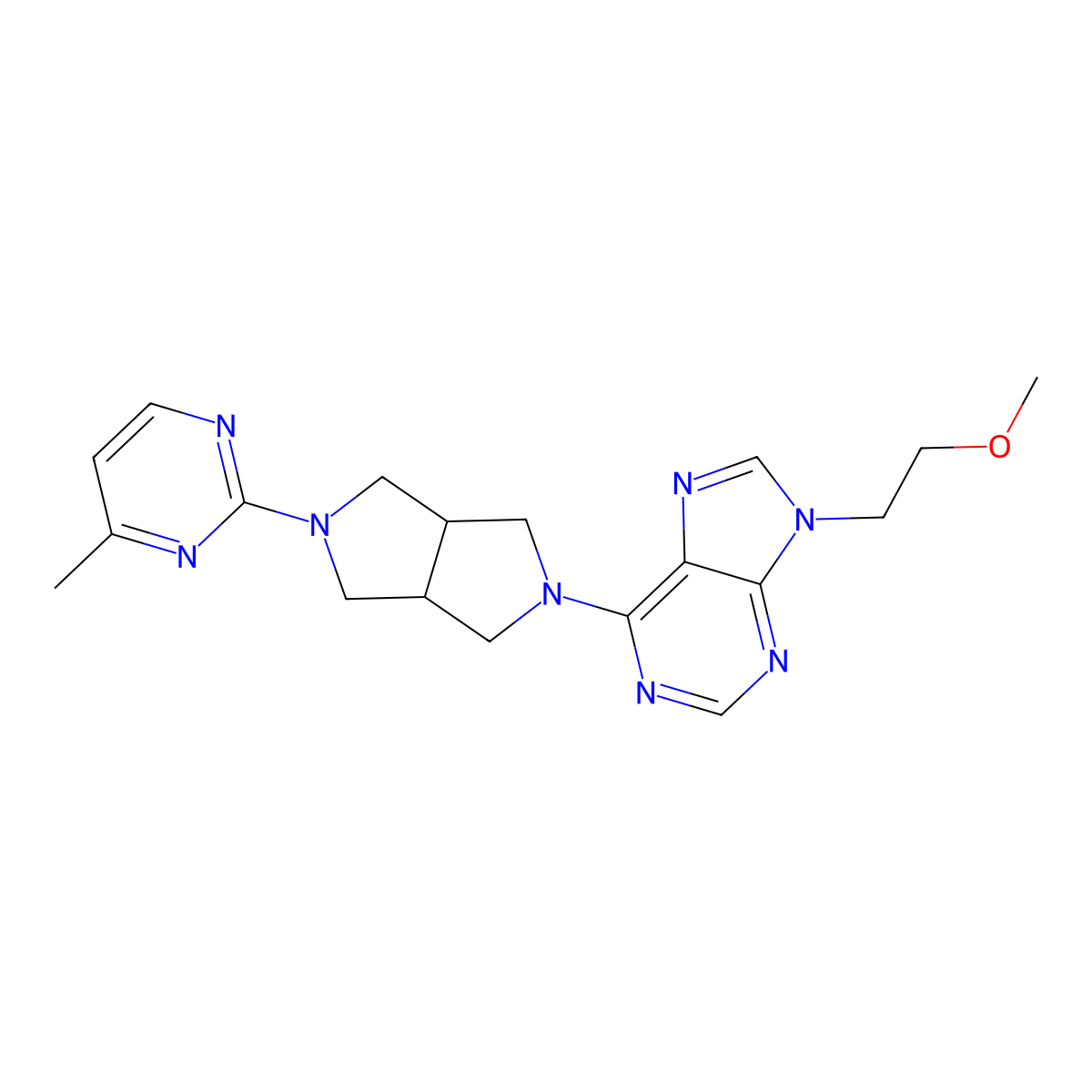9-(2-methoxyethyl)-6-[5-(4-methylpyrimidin-2-yl)-octahydropyrrolo[3,4-c]pyrrol-2-yl]-9H-purine molecular structure, CAS 2741926-82-7