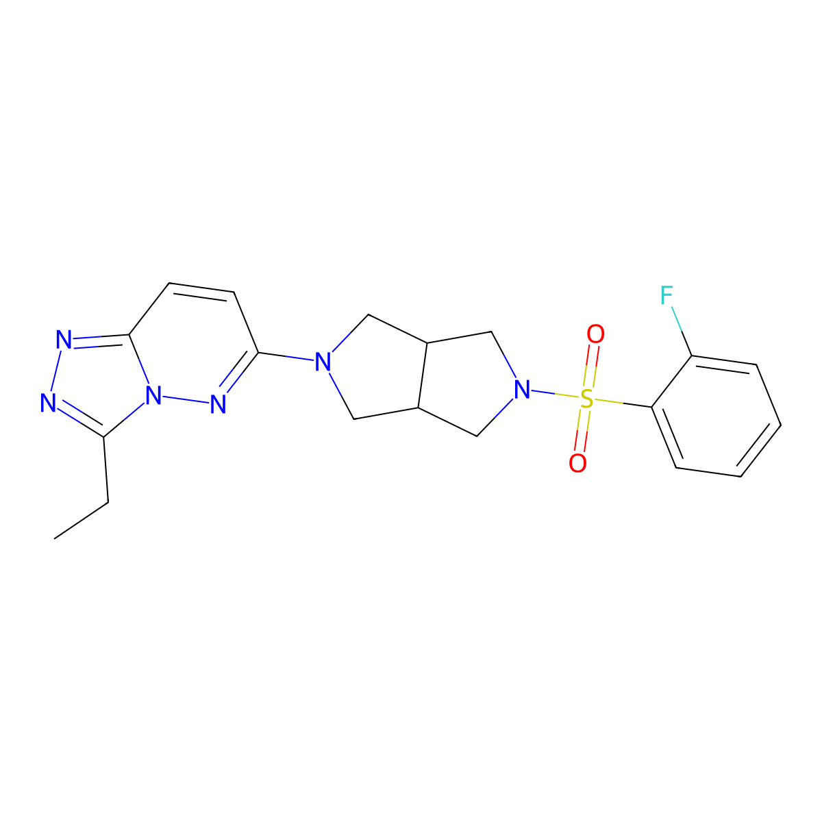 3-Ethyl-6-[5-(2-fluorobenzenesulfonyl)-octahydropyrrolo[3,4-c]pyrrol-2-yl]-[1,2,4]triazolo[4,3-b]pyridazine molecular structure, CAS 2741926-84-9
