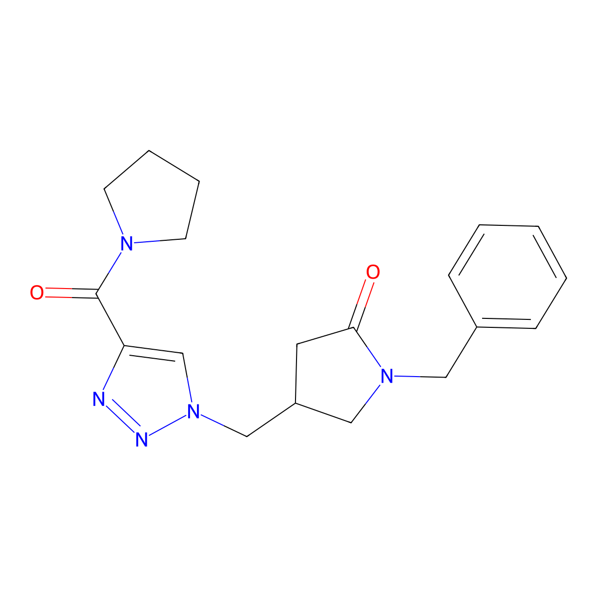 1-benzyl-4-{[4-(pyrrolidine-1-carbonyl)-1H-1,2,3-triazol-1-yl]methyl}pyrrolidin-2-one molecular structure, CAS 2741926-89-4