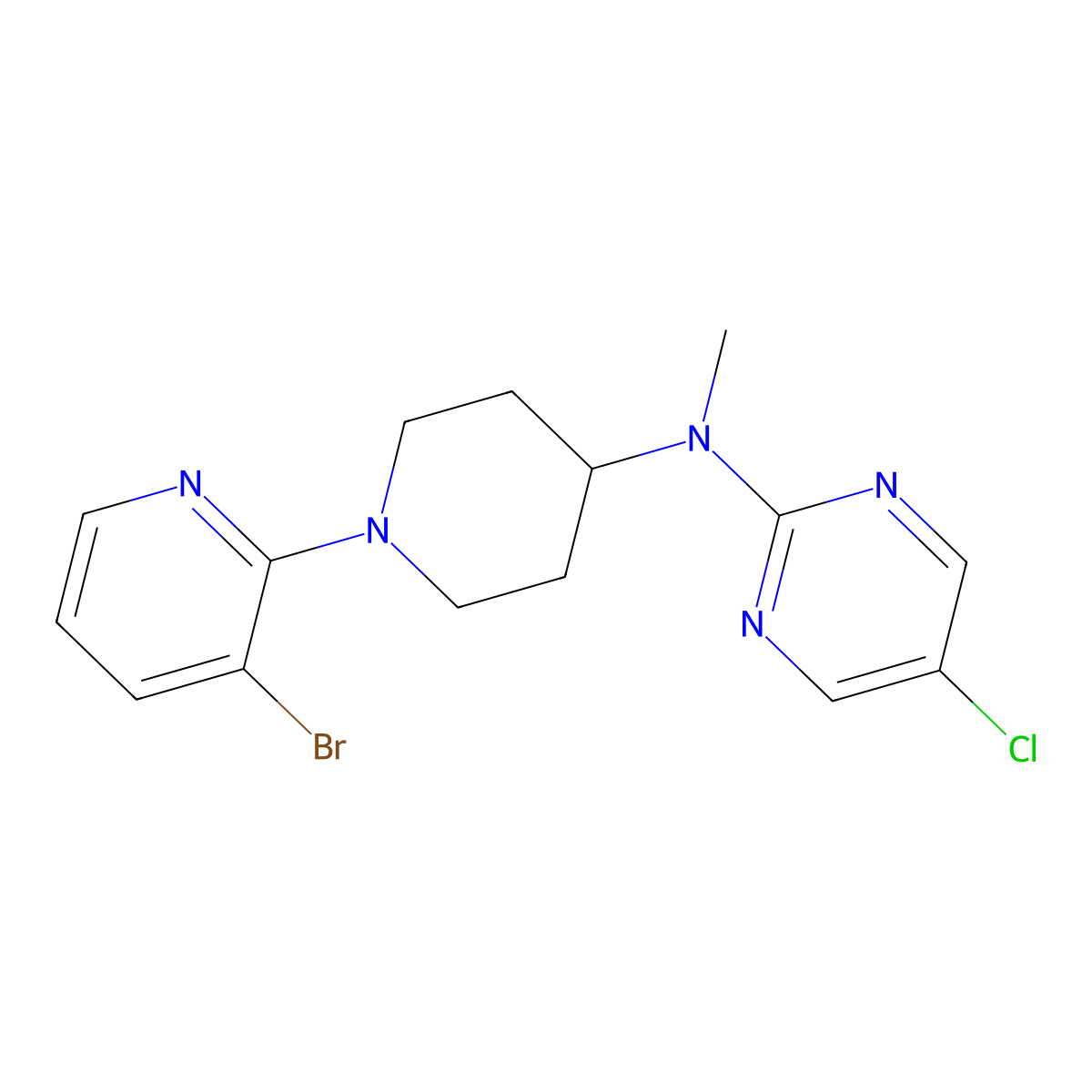 N-[1-(3-bromopyridin-2-yl)piperidin-4-yl]-5-chloro-N-methylpyrimidin-2-amine molecular structure, CAS 2741926-90-7