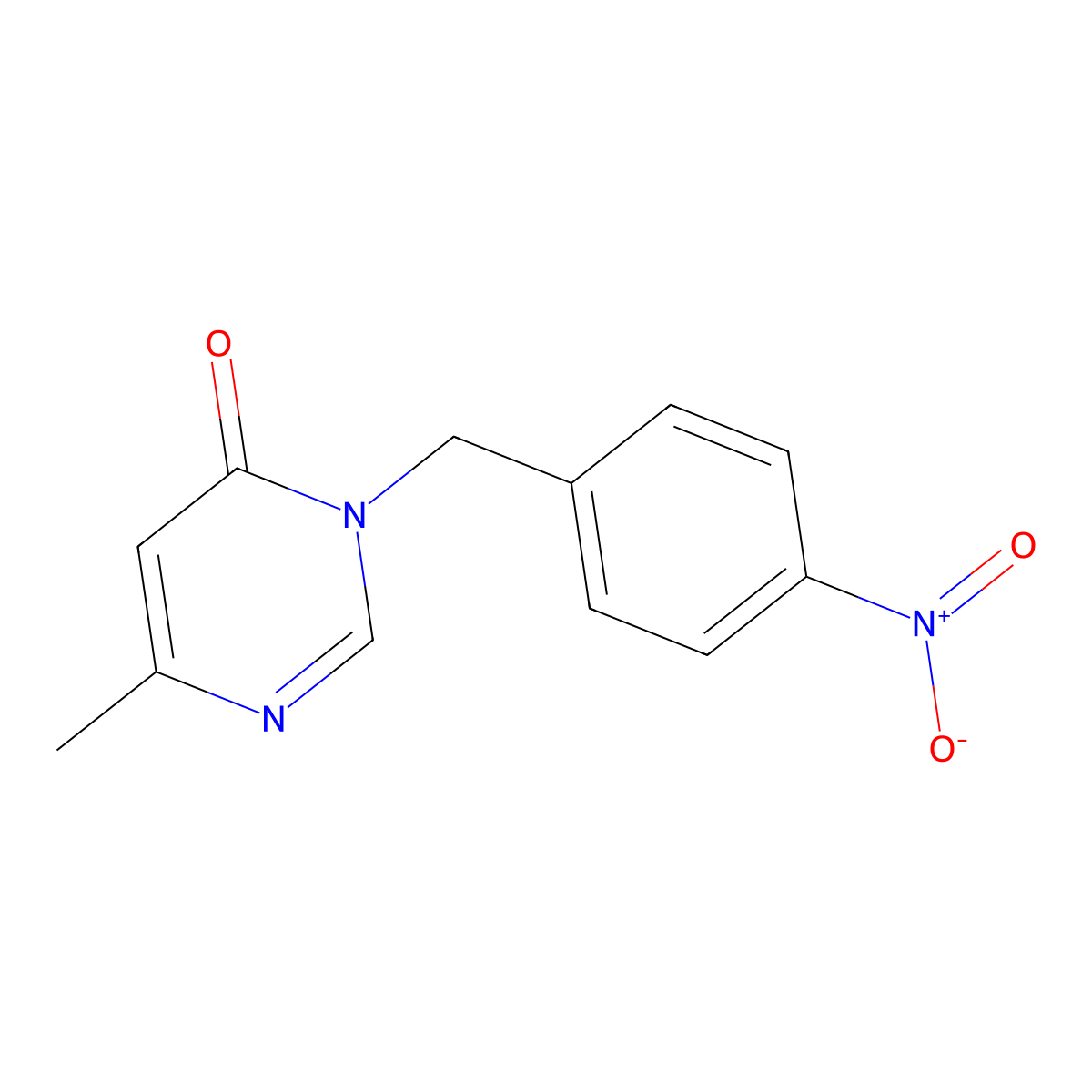 6-Methyl-3-[(4-nitrophenyl)methyl]-3,4-dihydropyrimidin-4-one molecular structure, CAS 2741926-91-8