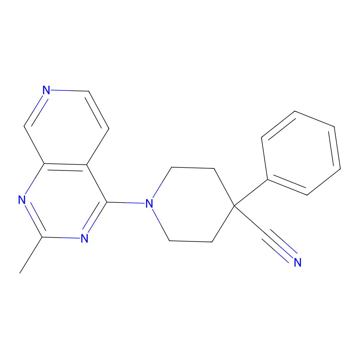 1-{2-Methylpyrido[3,4-d]pyrimidin-4-yl}-4-phenylpiperidine-4-carbonitrile molecular structure, CAS 2741926-93-0