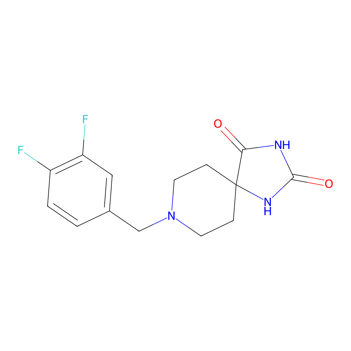 8-[(3,4-Difluorophenyl)methyl]-1,3,8-triazaspiro[4.5]decane-2,4-dione molecular structure, CAS 2741927-00-2