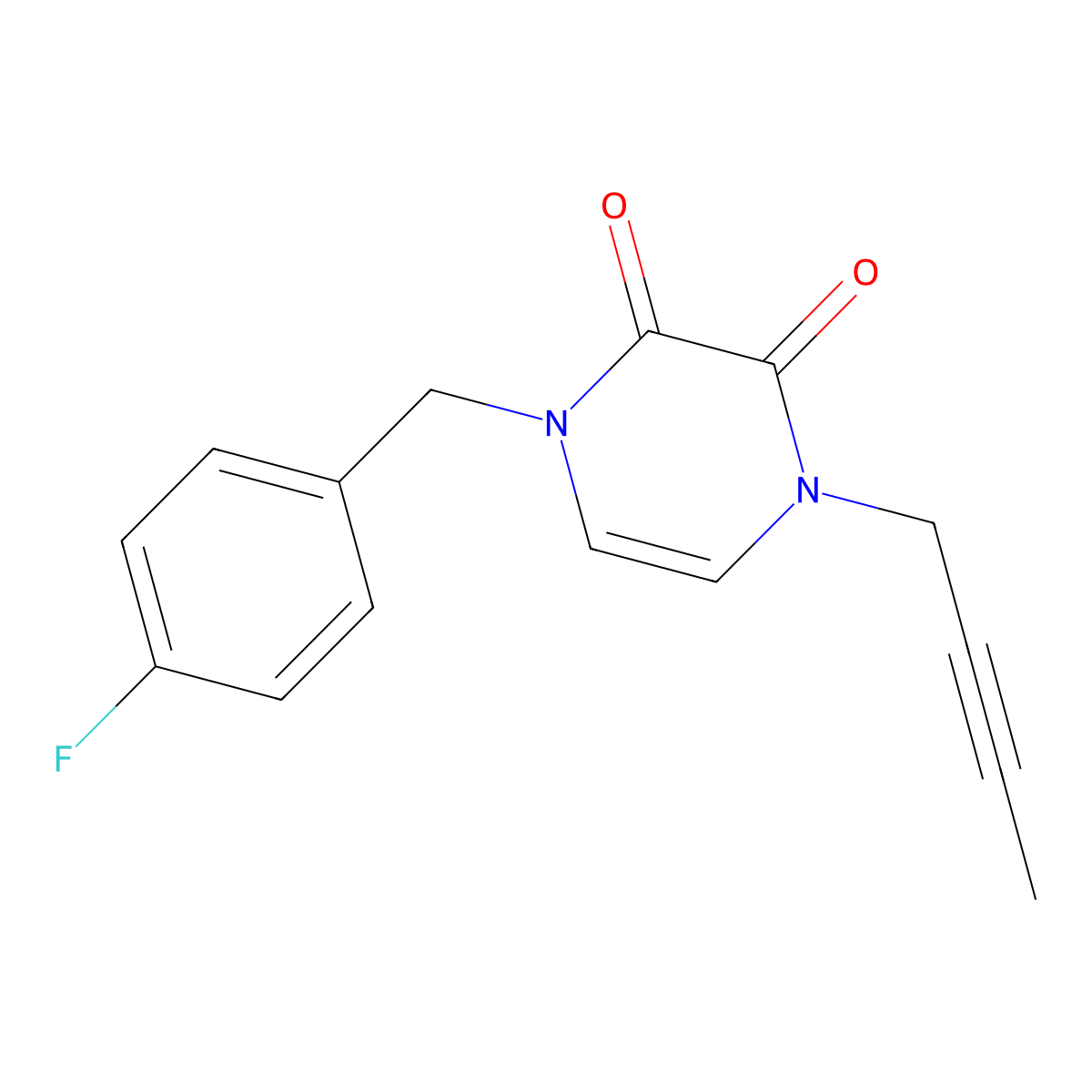 1-(But-2-yn-1-yl)-4-[(4-fluorophenyl)methyl]-1,2,3,4-tetrahydropyrazine-2,3-dione molecular structure, CAS 2741927-02-4