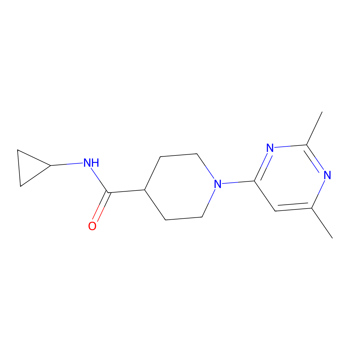 N-cyclopropyl-1-(2,6-dimethylpyrimidin-4-yl)piperidine-4-carboxamide molecular structure, CAS 2741927-03-5