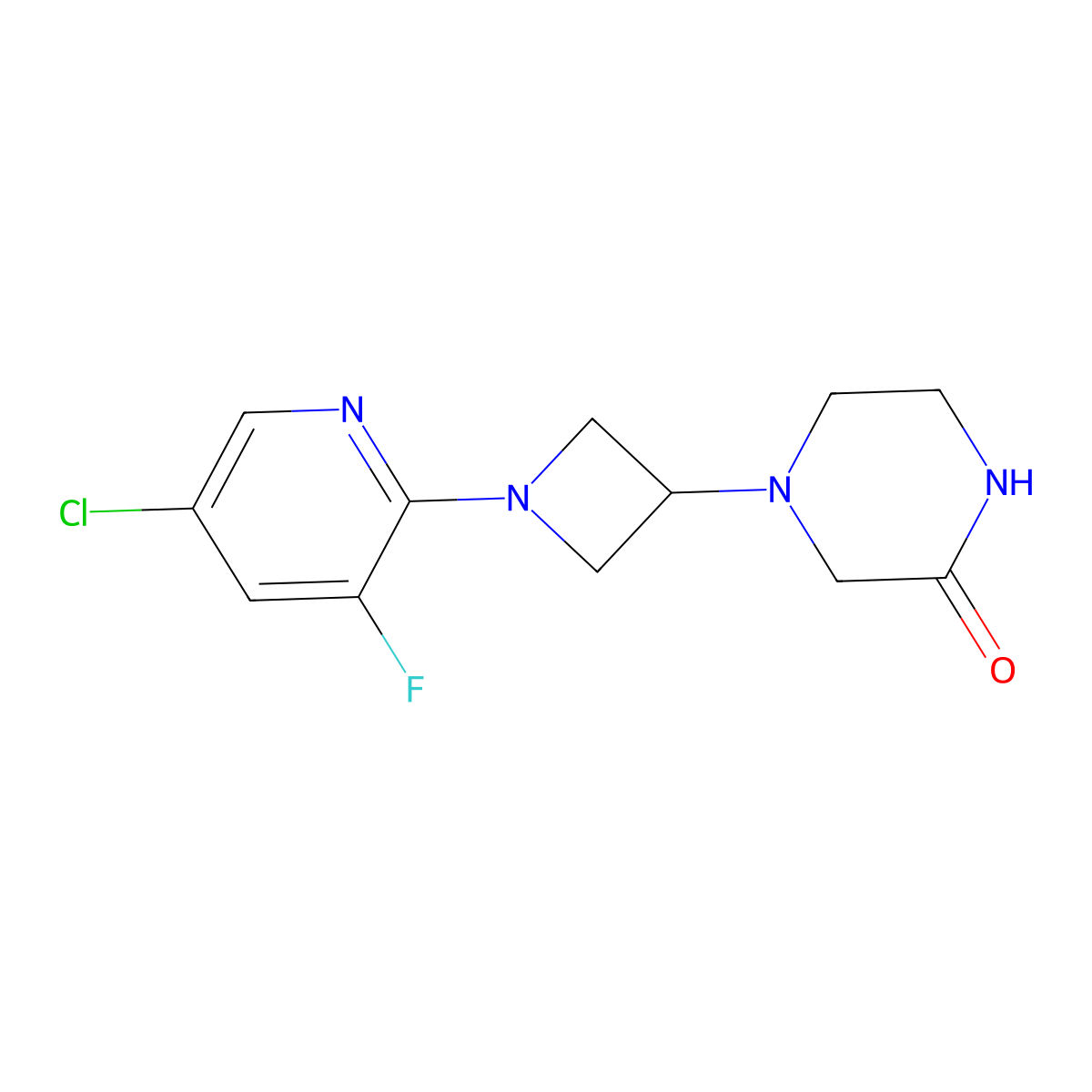 4-[1-(5-Chloro-3-fluoropyridin-2-yl)azetidin-3-yl]piperazin-2-one molecular structure, CAS 2741927-07-9